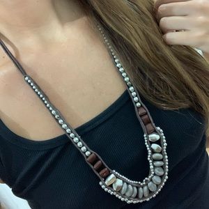 Brown and silver necklace